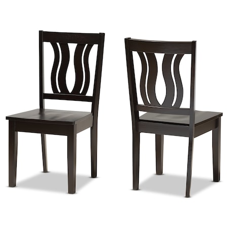 Baxton Studio Fenton Modern and Contemporary Transitional Dark Brown Finished Wood 2-Piece Dining Chair Set 177-11377-Zoro